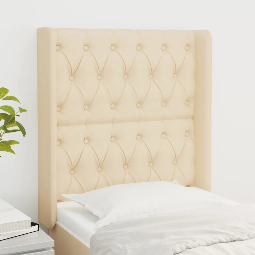 Testiera | Testata ad Orecchio Crema 83x16x118/128 cm in Tessuto