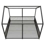Letto per bambini 90×200 cm con scala e barriera; senza materasso; metallo; nero; struttura a casetta