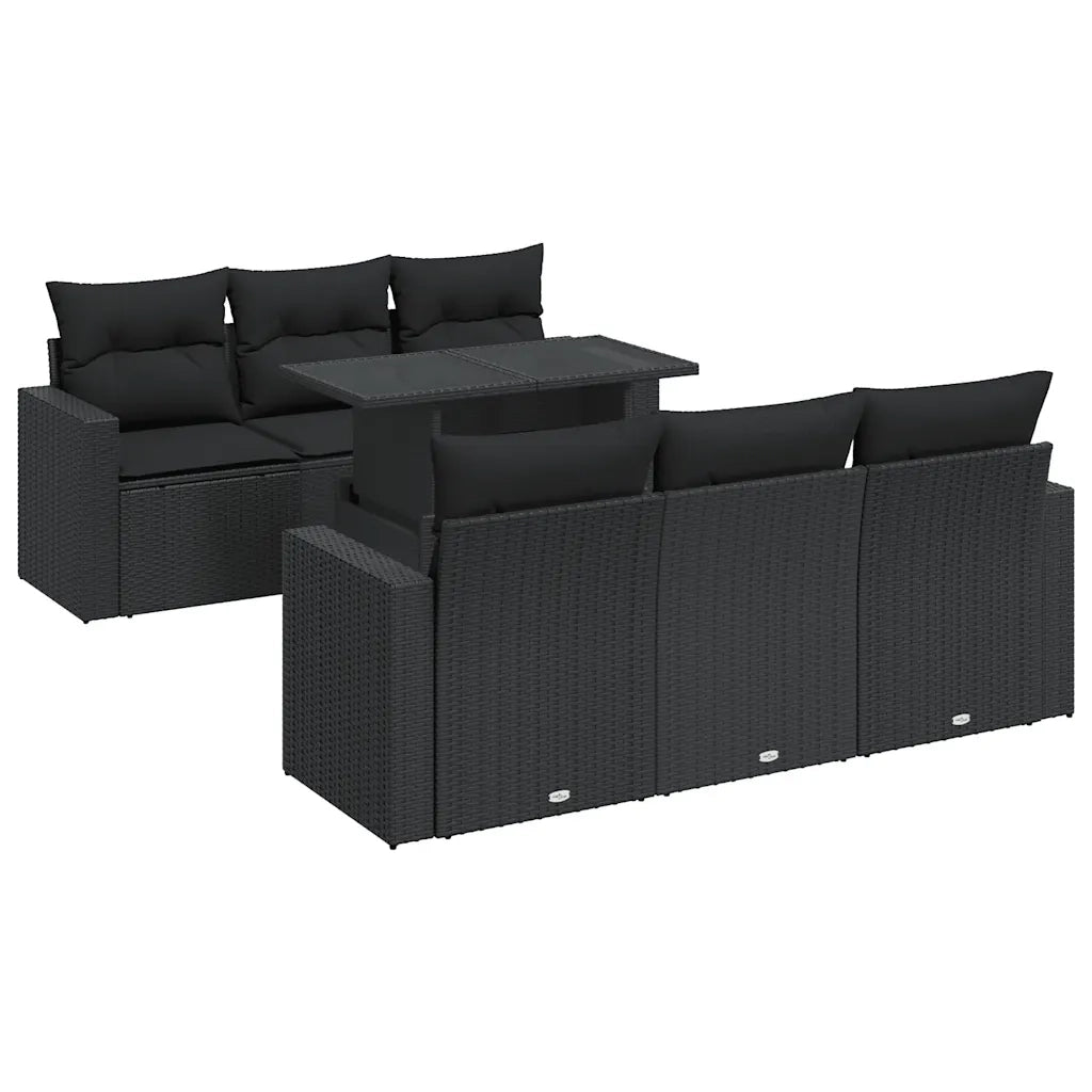 Set Divani da Giardino con Cuscini 7pz Nero Polyrattan 3326256