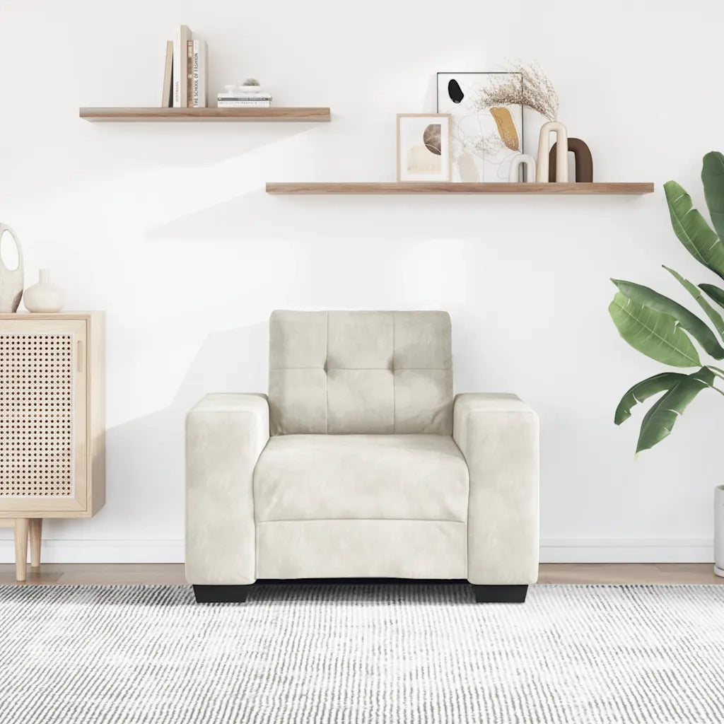 Divano | Divano da soggiorno | Sofa Sedia Crema 100x78x80 cm Velluto