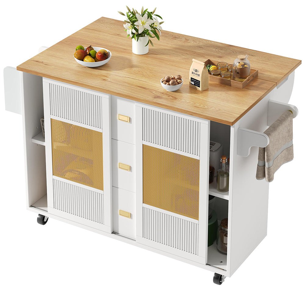 Isola cucina indipendente - Xylo - 120x73x90cm bianco ruote