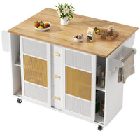 Isola cucina indipendente - Xylo - 120x73x90cm bianco ruote