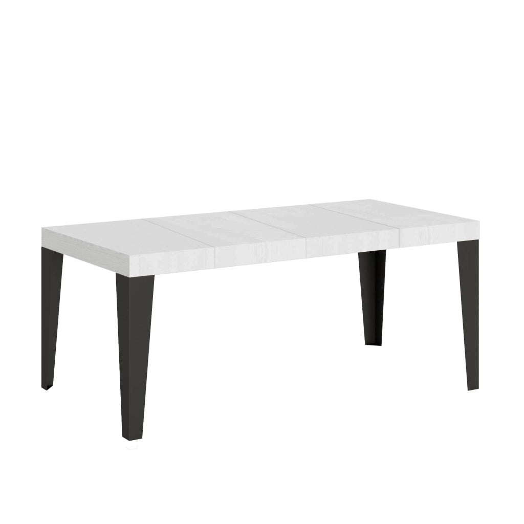 Tavolo allungabile 90x90/246 cm Flaris Premium Bianco Frassino telaio Antracite