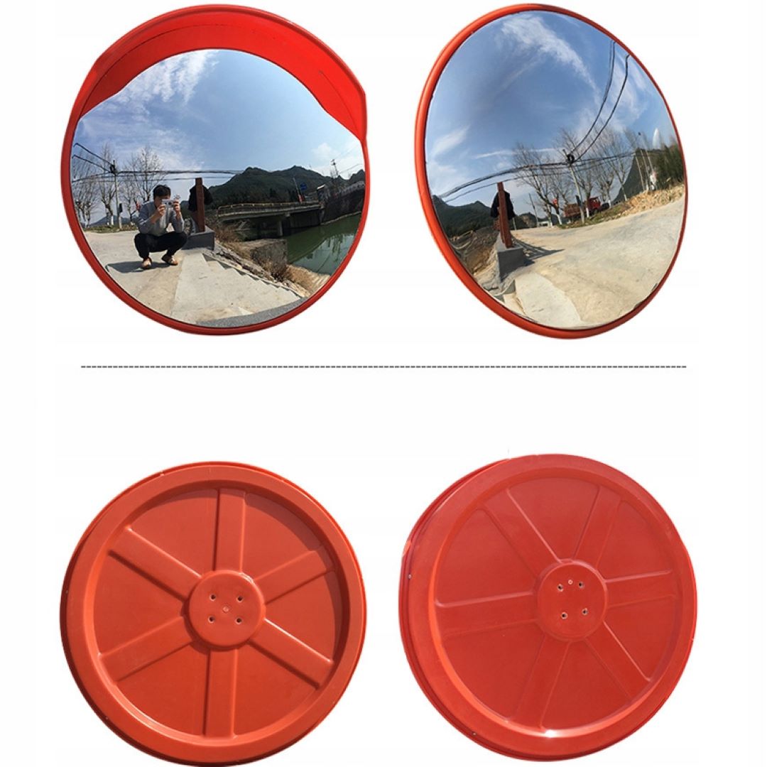 Specchio stradale da 30 cm con supporto sferico, ideale per negozi e magazzini, infrangibile.