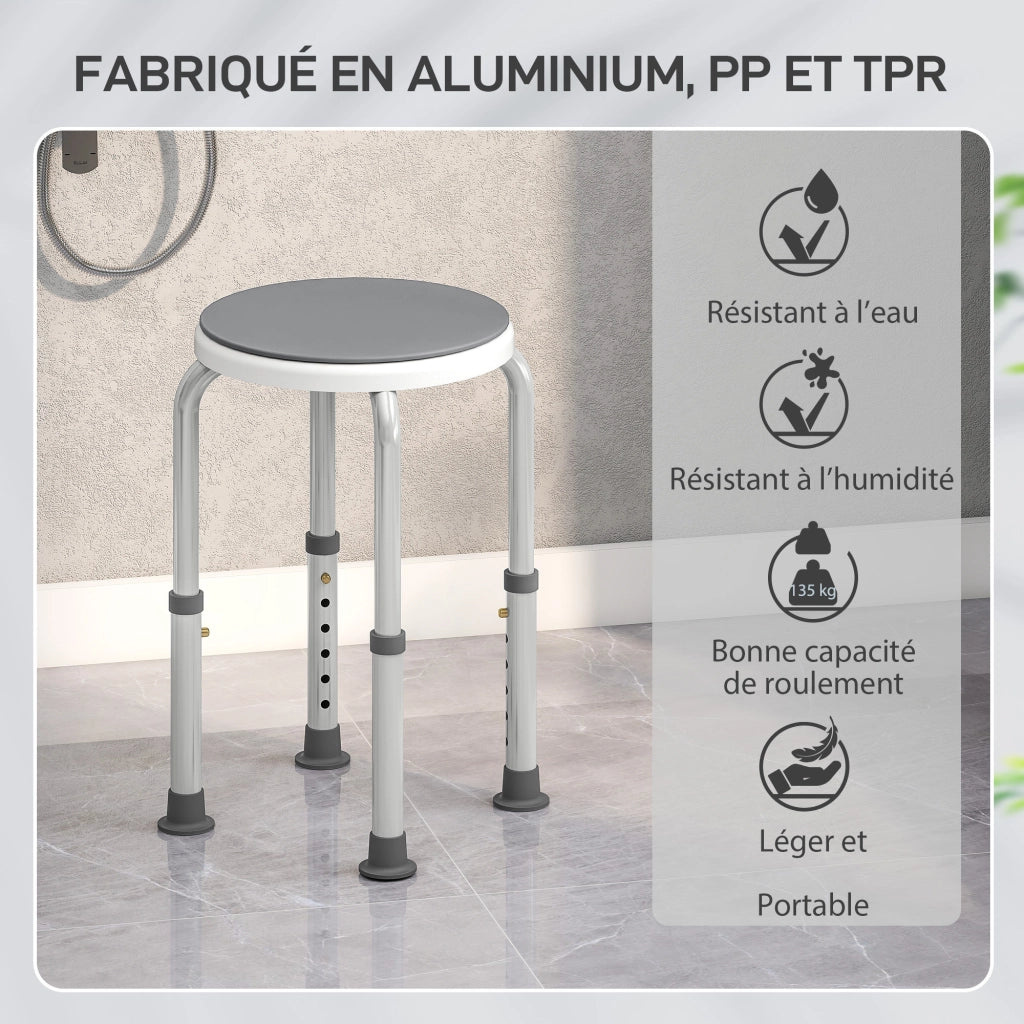 Sgabello da doccia regolabile girevole 360¡ã ¨C zephmum ¨C alluminio antiscivolo