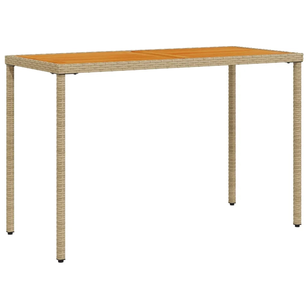 Tavolo Giardino Piano Legno Acacia Beige 115x54x74cm Polyrattan