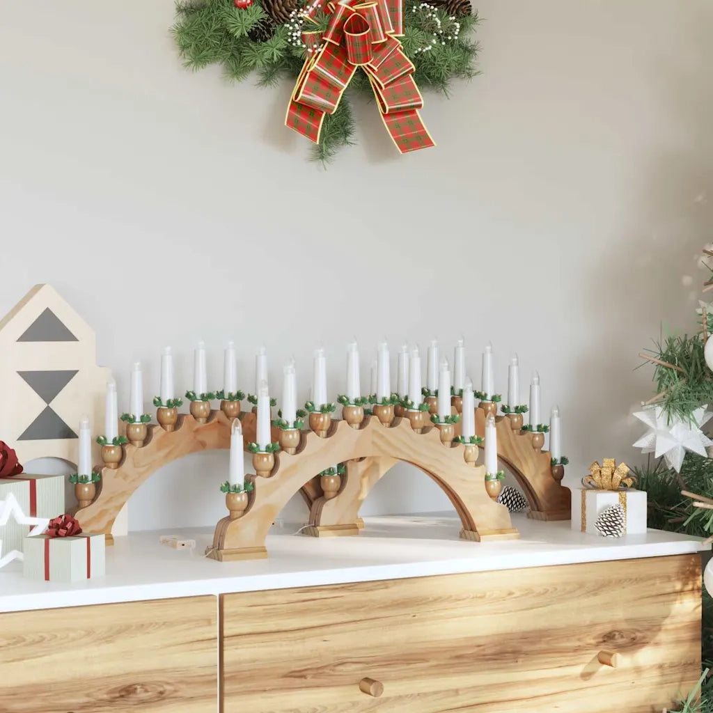 Arco di Candele di Natale con 10 Candele LED 3 pz-Decorazioni natalizie Marrone