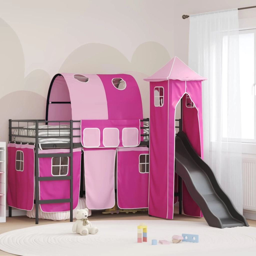 Struttura del letto loft per bambini Nero e rosa 90 x 190 cm 42020887