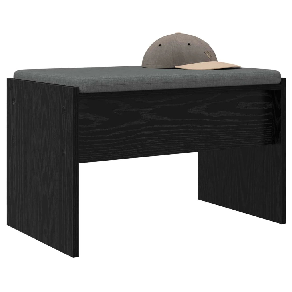 Panca per ingresso con cuscino Rovere Nero 63 x 38 x 40 cm 891545