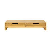 Supporto Monitor pc da scrivania per 2 Monitors Angoli Girevole con 2 cassetti e Gomma Antiscivolo in Legno massello di bambù BBF04-N