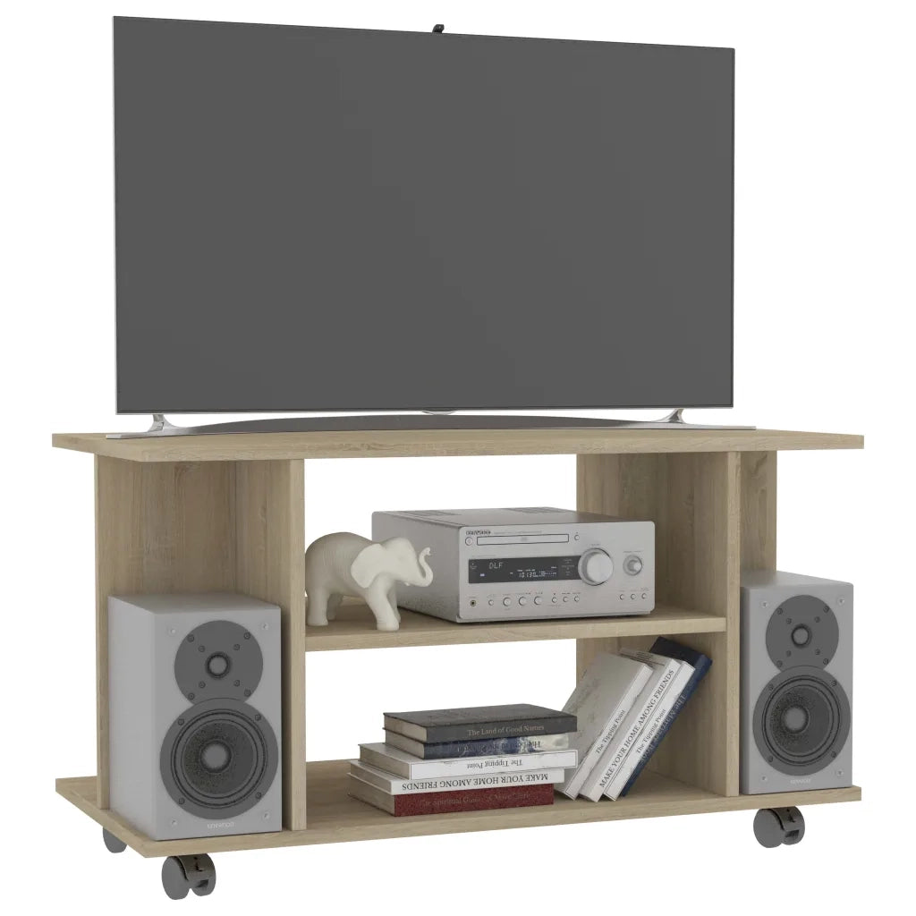 Mobile TV con Ruote Rovere Sonoma 80x40x45 cm Legno Multistrato 800192