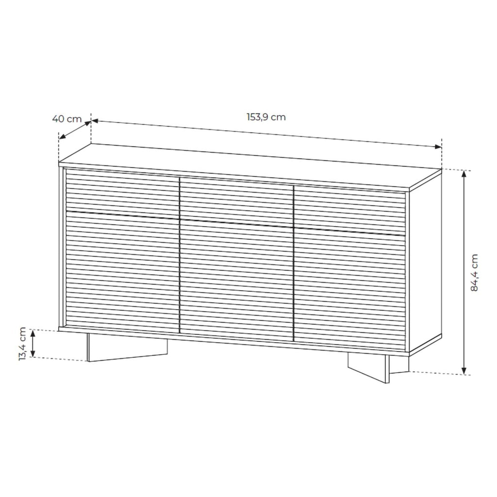 Madia Hatareta, Credenza 3 Cassetti, 154x40x84h cm Marrone Rovere
