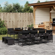 Set da Pranzo da Giardino 13pz con Cuscini Nero in Polyrattan 3211339
