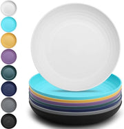 Set di piatti in plastica profondi - 8 pezzi - 9 pollici - infrangibile - leggero - riutilizzabile - piatto per pasta e dumpling - sicuro per il forno a microonde piatto in bambù
