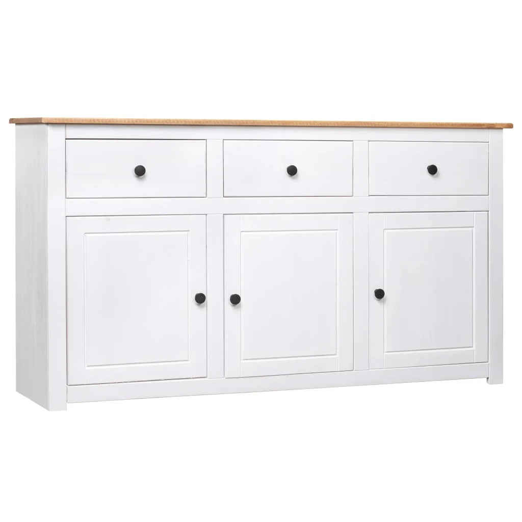Buffet credenza cassettiera armadio mobile contenitore organizer per cucina soggiorno salotto 135 x 40 x 80 cm pino massiccio gamma Panama bianco 02_0030209