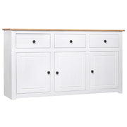 Buffet credenza cassettiera armadio mobile contenitore organizer per cucina soggiorno salotto 135 x 40 x 80 cm pino massiccio gamma Panama bianco 02_0030209