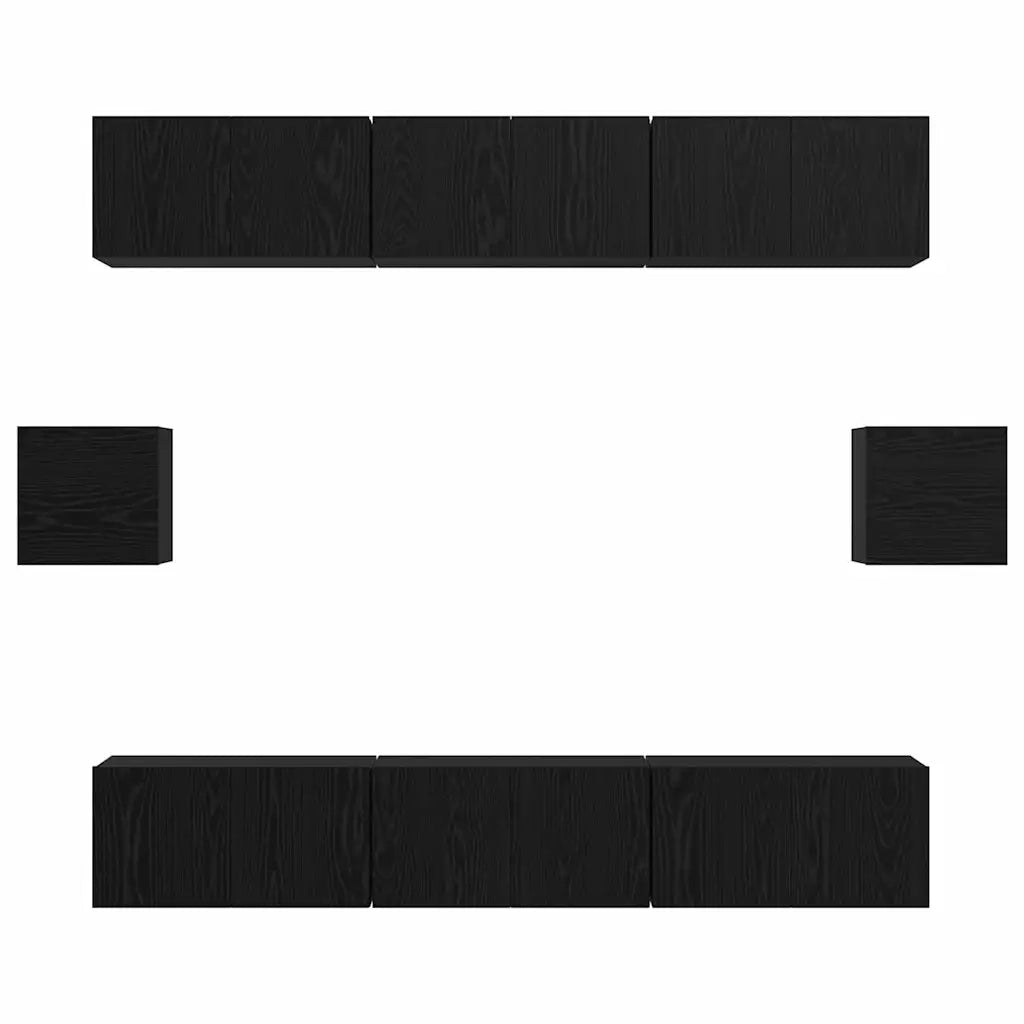 Set mobile TV 8 pz-Credenza per TV Rovere Nero Legno multistrato 537515