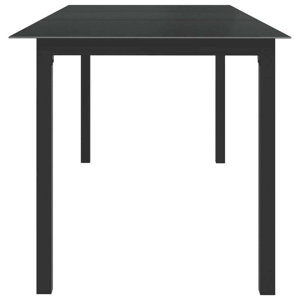Tavolo da Giardino Nero 190x90x74 cm in Alluminio e Vetro 312202