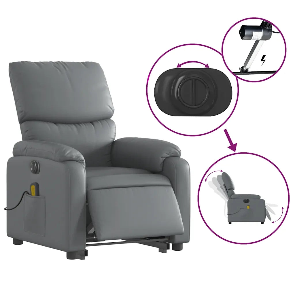 Poltrona Alzapersona Elettrica Reclinabile Grigio in Similpelle 3204910