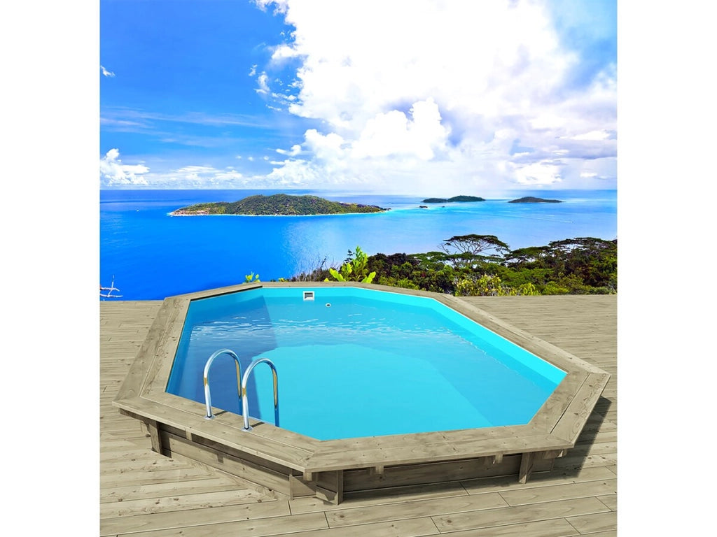 Piscina in legno " Havana " 7,57 x 4,07 x 1,44 m + Pompa di calore 6,1 kW