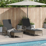 Set Lettini Prendisole Set di 3 Grigio e grigio scuro PE Rattan