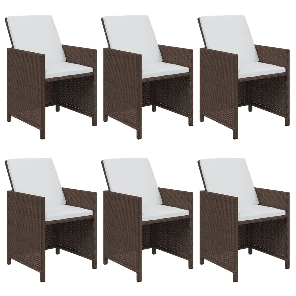 Set da Pranzo per Giardino 11 pz con Cuscini Polyrattan Marrone cod mxl 38878