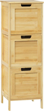 Mobile da Bagno Autoportante, Mobiletto con 3 Cassetti Estraibili, in Bamb, 30x30x90cm, Colore Naturale per Salotto, Camera da Letto, Cucina