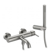 Miscelatore vasca spazzolato grigio in ottone con leva slim completo di accessori Alba