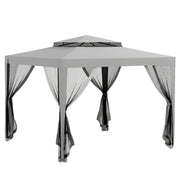 Gazebo per Giardino 3x3 m ¨C zephmum ¨C Grigio, Metallo, con 4 Mosquitere