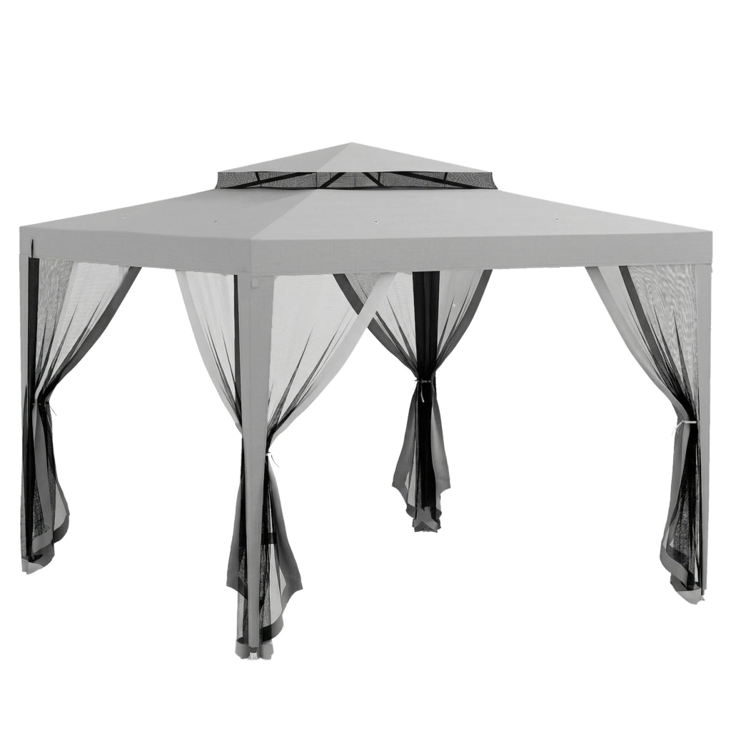 Gazebo per Giardino 3x3 m ¨C zephmum ¨C Grigio, Metallo, con 4 Mosquitere