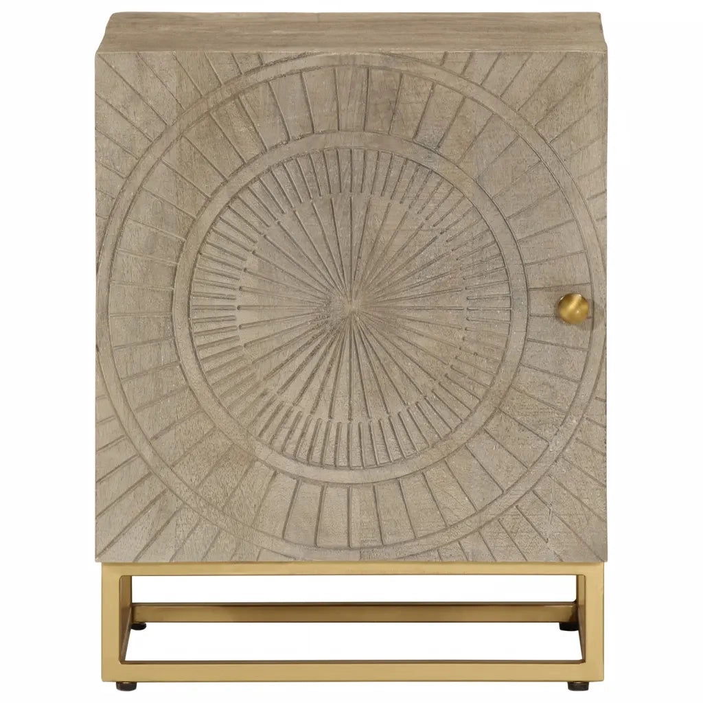 Comodino 40x30x50 cm in Legno Massello di Mango e Ferro 372014