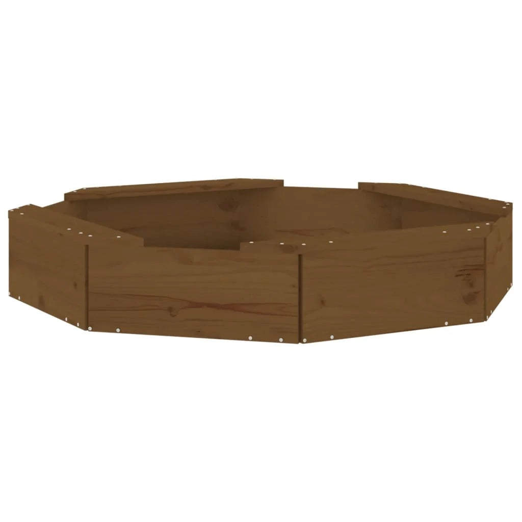 Sabbiera per bambini area giochi da giardino esterna con sedute ottagonali legno massello di pino marrone 02_0041537