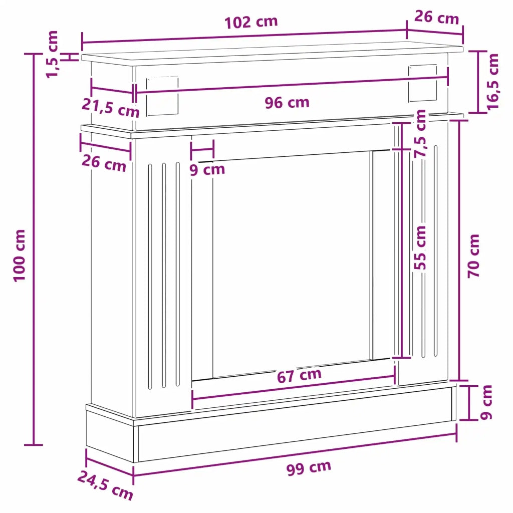 Cornice per camino Bianco 102 x 26 x 100 cm 8006642