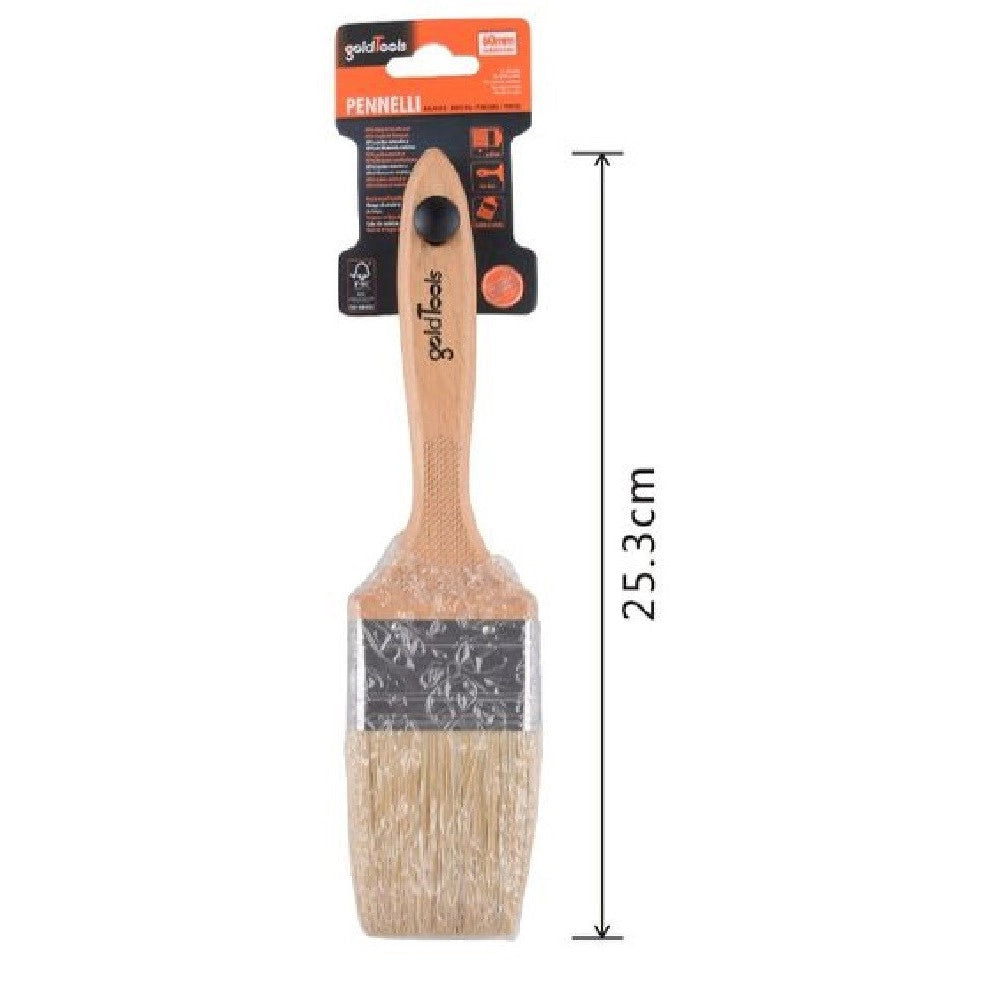 Trade Shop - Pennello Piatto 25.3 Cm Manico In Legno Setole Morbide Per Pittura Vernice 90206 -