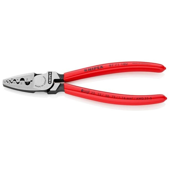 KNIPEX 97 71 180 Crimpatrice per Terminali a Bussola 0,25 — 16,0 mm² 9 Nidi AWG 24 — 6 colore Nero