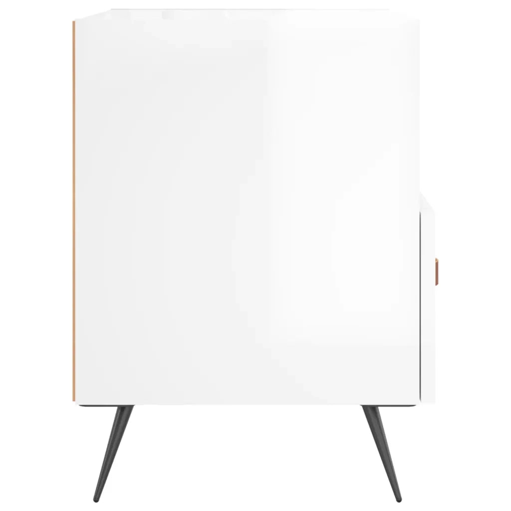 Comodini 2 pz Bianco Lucido 40x35x47,5 cm in Legno Multistrato 827377