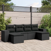 Set Divano da Giardino 6 pz con Cuscini Nero in Polyrattancod mxl 114781
