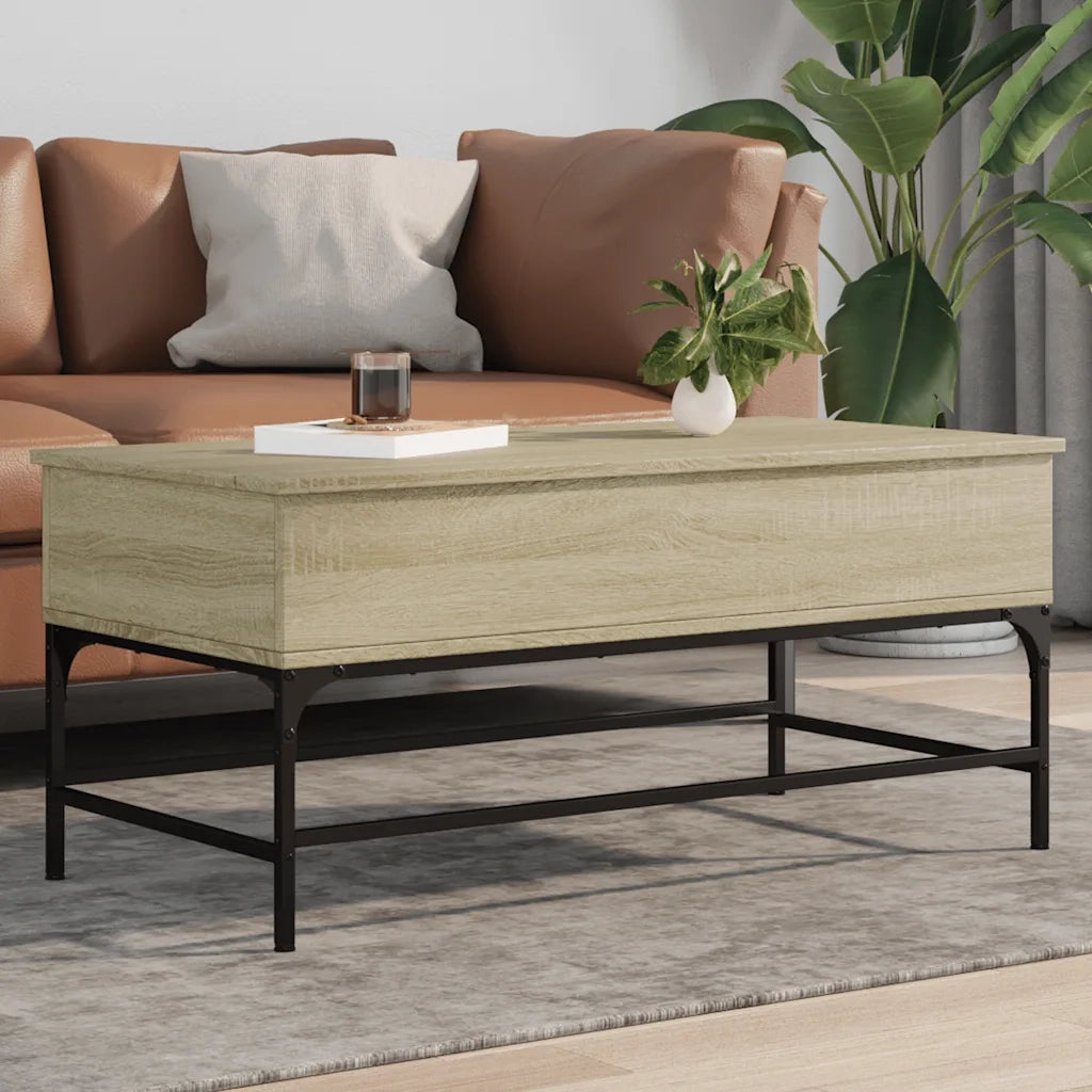 Tavolino da salotto | Tavolino da caff¨¨ | Tavolino da Soggiorno Rovere Sonoma 100x50x45 cm Legno Multistrato e Metallo