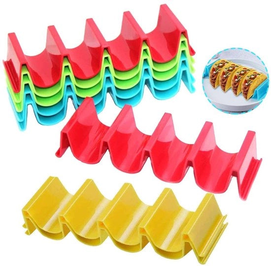 Set di 8 Porta Tacos Resistenti al Forno - Materiale ABS - Supporta fino a 32 Tacos - BPA Libero - Progettato per la Durata - Standard Porta Tacos