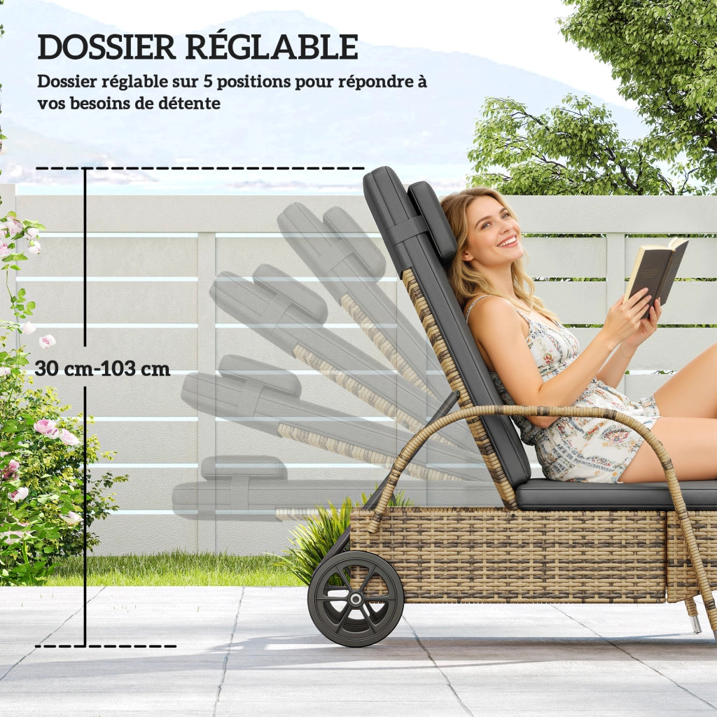 Sdraio da spiaggia con materasso regolabile ¨C zephmum ¨C 200x73x30-103 cm giallo