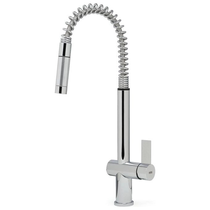 Elleci Dionisio MIKDNSCR - Miscelatore da cucina Mono Splitcomando, da incasso, Acciaio inox, canna girevole con doccetta estraibile, 52 cm, Cromo