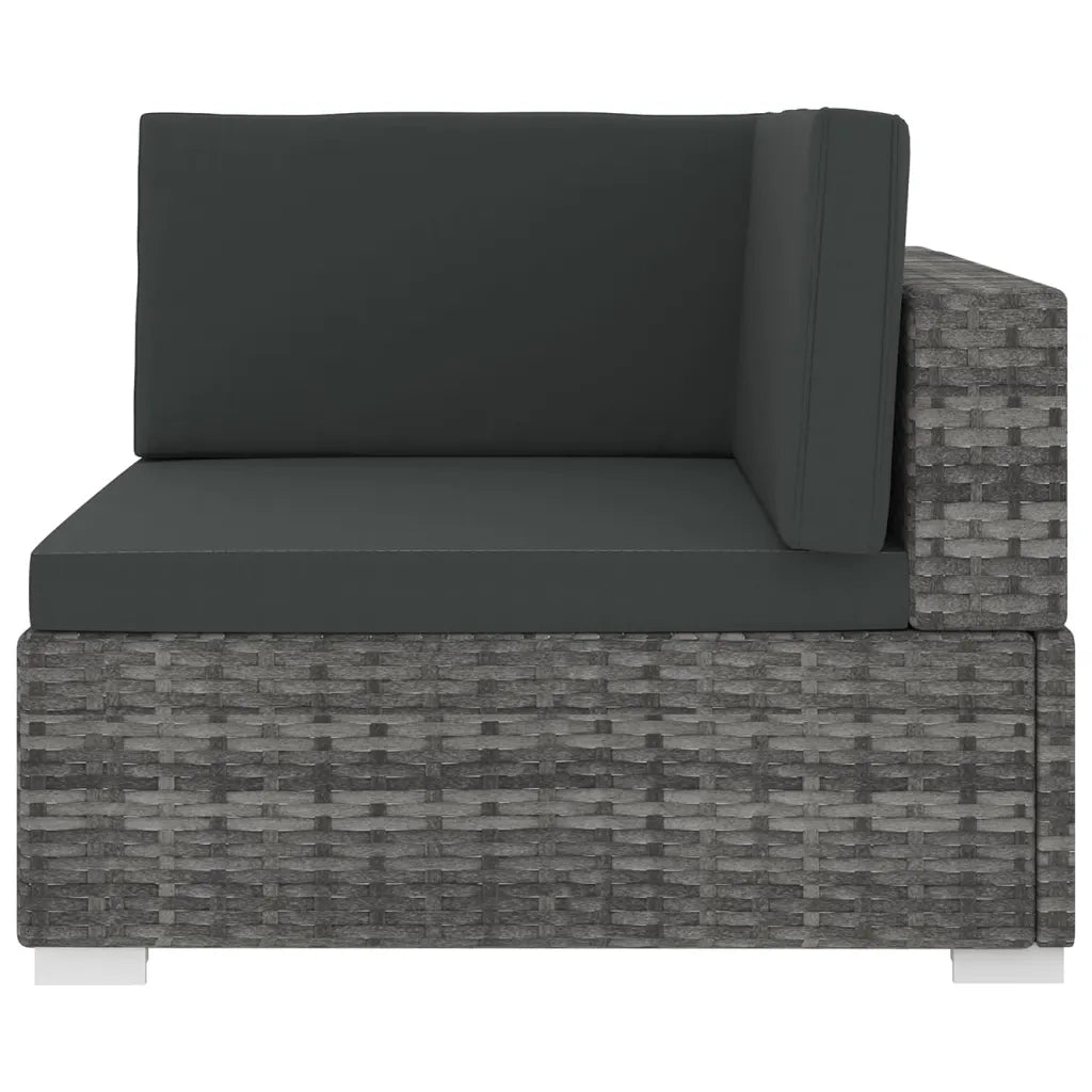 Poltrona | Sedia Relax Modulare ad Angolo 1 pz con Cuscini Polyrattan Grigio