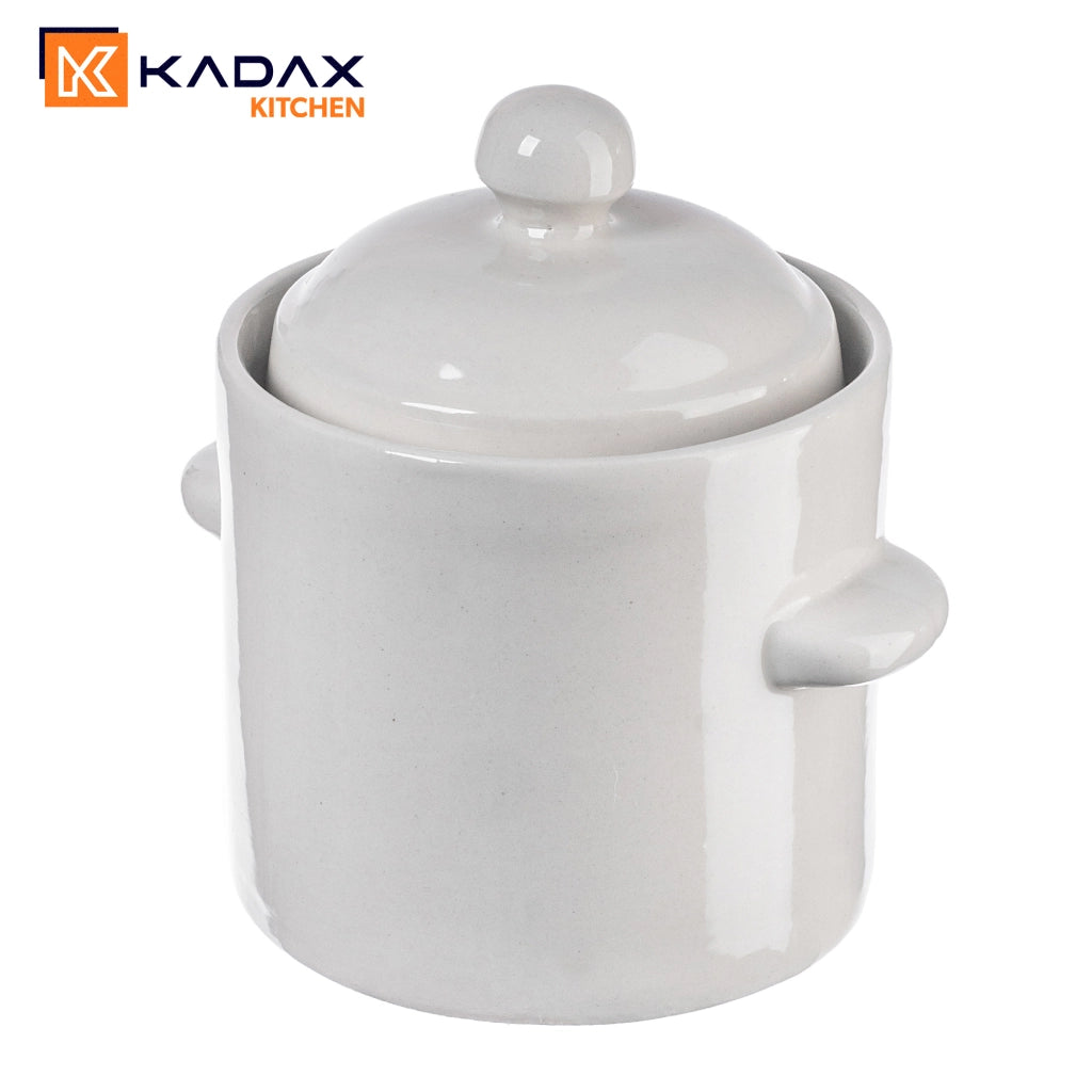 Vaso KADAX a forma di barile per sottaceti con collarino, 1,8 l, in gres per cavoli e cetrioli