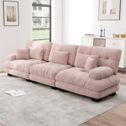 Divano modulare 3 posti con seduta profonda in chenille vintage rosa