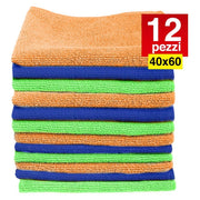 Trade Shop - 12 Panni Microfibra 40 X 60 Cm Asciugamano Panno Pulizia Multiuso Lavaggio Auto -