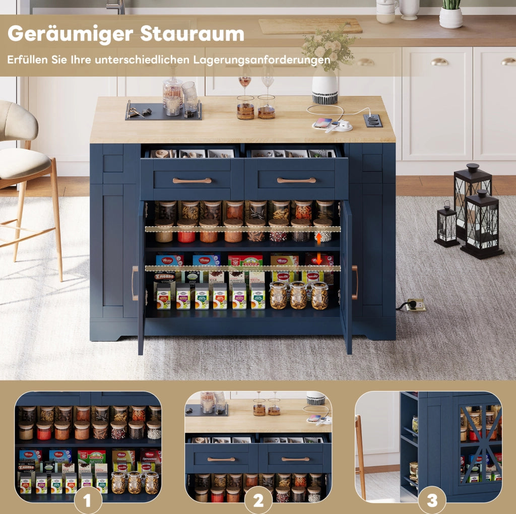 Cucina mobile con piano ribaltabile 120x40/65x92 cm in MDF; blu e neutro