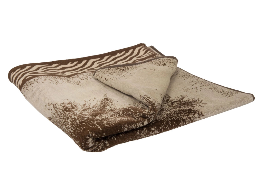 Telo Mare Jacquard Spugna Asciugamano Spiaggia Disegno Safari Leone
