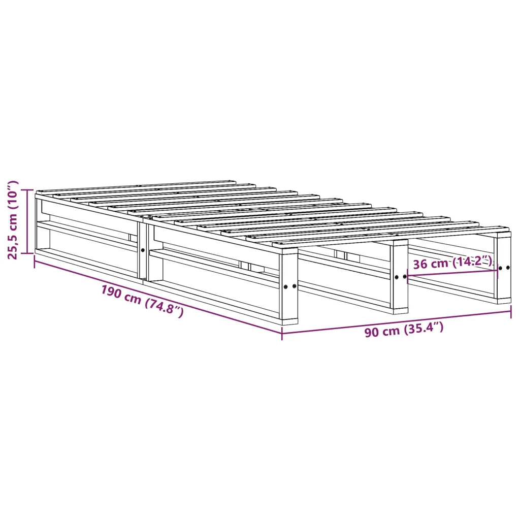 vidaXL Letto senza Materasso Bianco 90x190 cm in Legno Massello Pino