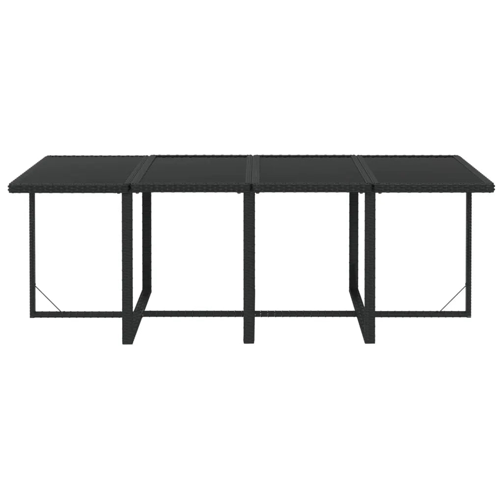 Set da Pranzo da Giardino 9 pz con Cuscini Nero in Polyrattan 3095557