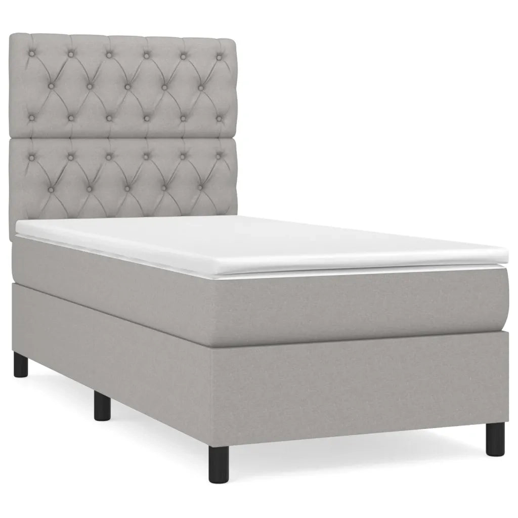 Letto singolo | Letto per adulti | Giroletto a Molle con Materasso Grigio Chiaro 80x200 cm Tessuto